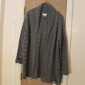 Gray Wool Blend Knit Cardigan, 1x, thick and warm